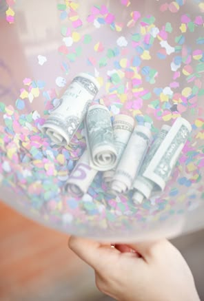 Money Balloons! Roll up a few bills and put them into a clear balloon with confetti instead of just putting cash in a card! So fun for a gift on any occasion! Money Balloons, Money Balloon, Money Gifts, Balloon Gift, Money Gift, Cute Ideas, Great Gift Ideas, Cool Ideas, Good Ideas