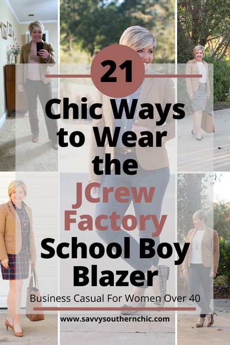 Jcrew Blazer Outfit, Schoolboy Blazer Outfit, Everyday Fall Brown Blazer, Blazer Outfits Business Casual, Blazer Outfits Business, Boys Blazer Outfit, Cindi Spivey J Crew Sweater Blazer, J Crew Black Sweater Blazer Outfit, Fall Blazer Outfits