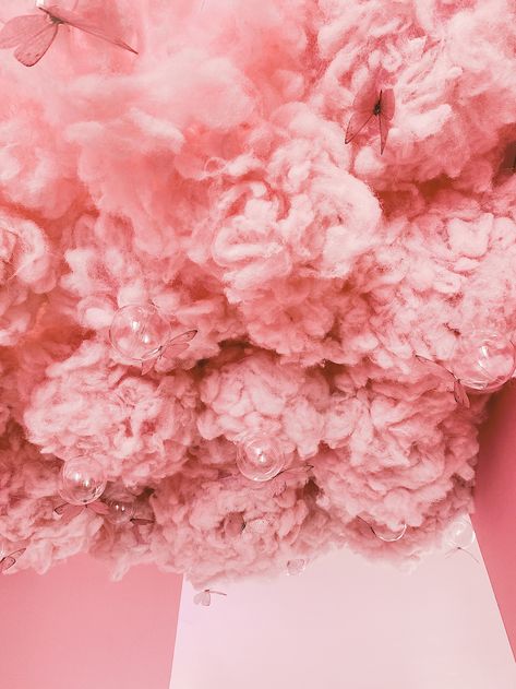 Pink Cloud Ceiling for Sharnie Williams by PHOHM Floral Clouds, Pink Cloud Ceiling, Floral Cloud Installation Diy, Pink Clouds Ceiling, Pink Clouds Backdrop, Hanging Floral Cloud Wedding, Flower Cloud Installation, Hospital Waiting Room, Pink Ceiling