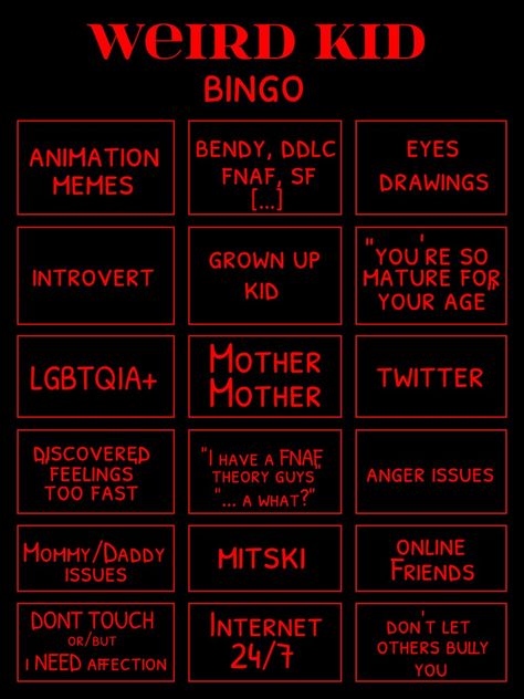 How I See Him Jar Template Tiktok, All About Me Template Tiktok, Outfit Kinks Chart Bingo, Fnaf Kinnie Bingo, Weird Kid Bingo, Anger Issues As Drawings, Oc Bingo, This Or That My Type, Random Bingo