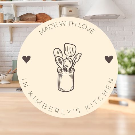 From The Kitchen Of Labels, Cake Tags Ideas, Cake Label Design, Made With Love Logo, Cooking Logo Design, Logo Design Kitchen, Food Label Design, Baking Labels, Jam Jar Labels