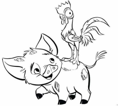 Pua And Heihei Having Fun Moana Coloring Page - Printable Moana Coloring Pages Collection Pua Tattoo, Moana Coloring Sheets, Movie Coloring Pages, Free Disney Coloring Pages, Moana Coloring, Disney Coloring Sheets, Zoo Animal Coloring Pages, Moana Coloring Pages, Moana Disney