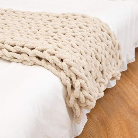 Chunky Knitted Blanket, Throws For Sofa, Chenille Blanket, Woollen Blankets, Chunky Knit Throw, Knitted Blanket, Chunky Blanket, Winter Blankets, Bed Throw Blanket