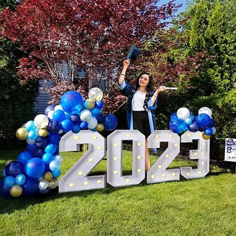 2023 Graduation Decorations, Light Up Numbers, Blue Graduation Party, 2023 Party, Prom Themes, Graduation Backdrop, Blue Graduation, Prom Decor, 2023 Graduation