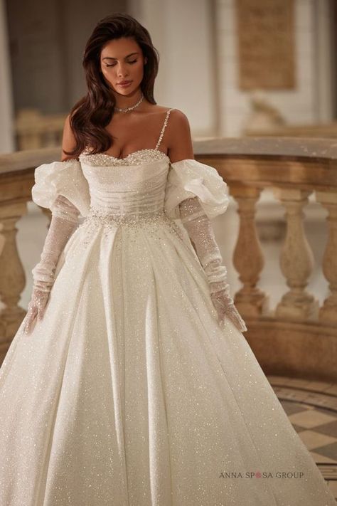 Elegant Wedding Dress 2024: 17 Ideas Pearl Ball Gown Wedding Dress, Sparkle Ball Gown Wedding Dress, Vintage Pearl Wedding Dress, Lace And Sparkle Wedding Dress, Wedding Dress With Stones, Luxury Wedding Dress Ballgown, Winter Wedding Dress Ballgown, Ballgown Wedding Dress With Sleeves, Wedding Dresses Pearls