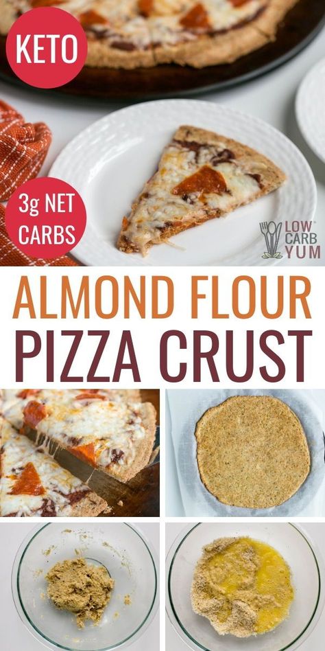 An easy low carb pizza crust made with almond flour. It's the perfect base for any keto pizza. Easy Low Carb Pizza, Pizza Crust Keto, Almond Flour Pizza, Low Carb Pizza Crust, Potato Substitute, Almond Flour Pizza Crust, Recipes Potatoes, Healthy Low Carb Snacks, Recipe Low Carb