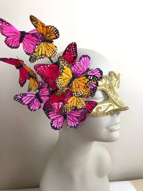 Excited to share this item from my #etsy shop: Butterfly mask- Pink orange red Masquerade party- Mardi Gras Mardi Gras Flowers, White And Black Party, Masquerade Mask Full Face, Butterfly Masquerade Mask, Pink Masquerade Mask, Red Masquerade, Mask Prom, Mardi Gras Outfits, Butterfly Mask