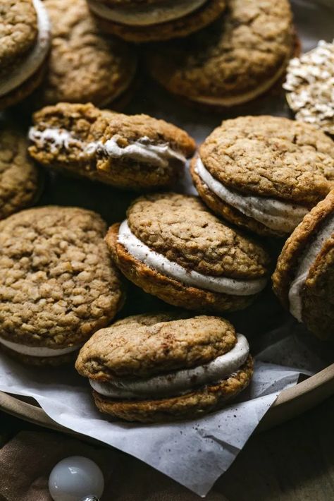 Oatmeal Cookie Sandwich, Oatmeal Sandwich Cookies, Chai Oatmeal, Chai Spices, Cookie Sandwich, Oatmeal Cream Pies, Bite Size Cookies, Oatmeal Cookies Chewy, Oatmeal Cream