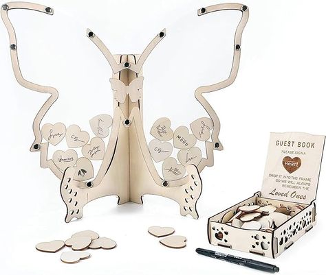 Amazon.com: Fonder Mols Butterfly Wedding Guest Book Alternative, Butterfly Guest Book Signs Wood Drop Box Frame for Rustic Wedding Birthday Baby Shower Reception Decorations (with 80 Hearts) : Home & Kitchen Butterfly Guest Book, Wedding Guest Book Alternative, Butterfly Wedding, Guest Book Alternative, Drop Box, Wedding Guest Book Alternatives, Guest Book Sign, Guest Book Alternatives, Reception Decorations