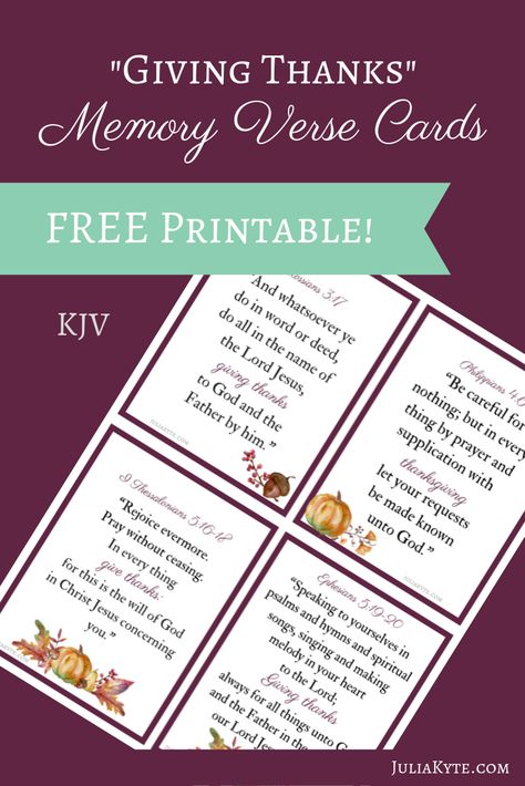 Giving Thanks Memory Verse Cards Free Kjv Scripture Printables, Scripture Writing November, Thanksgiving Verses For Cards, Give Thanks Bible Verse, Thanksgiving Verses Printable, Thanksgiving Scriptures Give Thanks, Thanksgiving Verses, Diy Thanksgiving Cards, Thanksgiving Scripture