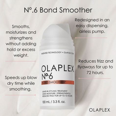 OLAPLEX No.6 Bond Smoother, 100ml Olaplex No 6, Restore Hair Health, Olaplex Treatment, Shaving Tips, Silky Smooth Hair, Airless Pump, Frizz Free Hair, Frizz Control, New Packaging