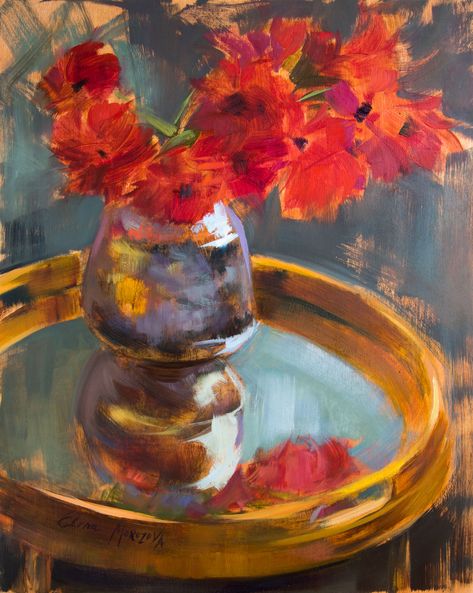 Elena Morozova, Sunflower Sketches, Teacup Flowers, Flowers Oil Painting, Yellow Peonies, Peach Peonies, Sweet Pea Flowers, Reflection Art, Pea Flower