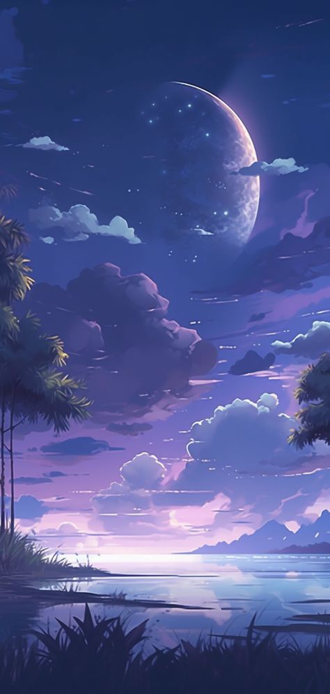 Please note that this image was created by me using AI. It serves as a perfect source of inspiration for your ideas. However, I kindly request that you refrain from selling or monetizing it. 16pixel Aesthetic, Moon Landscape, Makoto Shinkai, 20 Aesthetic, Landscape Inspiration, Aesthetic Purple, Pretty Backgrounds, Cool Wallpapers Cartoon, Graphic Wallpaper