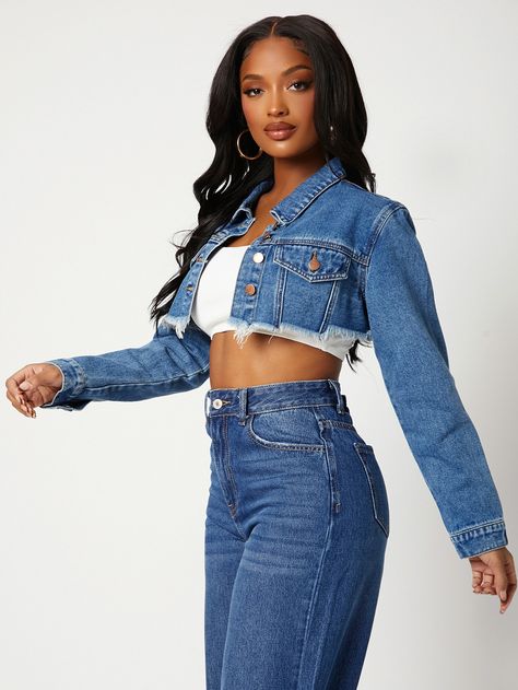 Crop Denim Jacket Outfit Women, Cropped Jean Jacket Outfit, Denim Jacket Outfit Women, Cropped Denim Jacket Outfit, Outfit Night Club, Jacket Outfit Women, Jean Jacket Outfits, Denim Jacket Outfit, Outfit Night