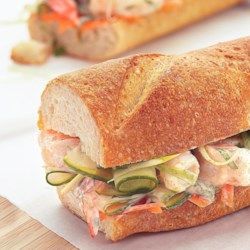 Shrimp Banh Mi - EatingWell.com Shrimp Banh Mi, Shrimp Sandwich Recipes, Healthy Sandwich, Banh Mi Sandwich, Food Combinations, Food Swaps, Superfood Recipes, Healthy Sandwiches, Easy Shrimp