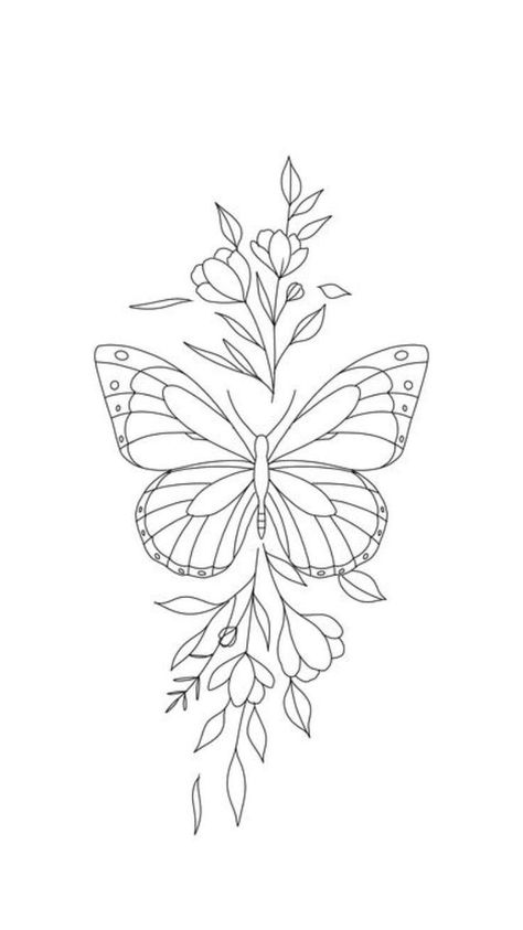 Outline Drawing Of Animals, Tattoos With No Shading, Shaded Tattoos Women, Modern Rose Tattoo, Mums Painting, Butterfly Drawing Outline, Rose Digital Art, Butterfly Thigh Tattoo, Botanical Rose