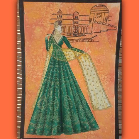 Inspire by Mughal Empire Mughal Aesthetic Outfits, Mughal Period Costumes Illustration, Mughal Dress, Design Assignments, Dress Illustration, Mughal Empire, Fashion Drawing Tutorial, Theme Dress, Old Dresses