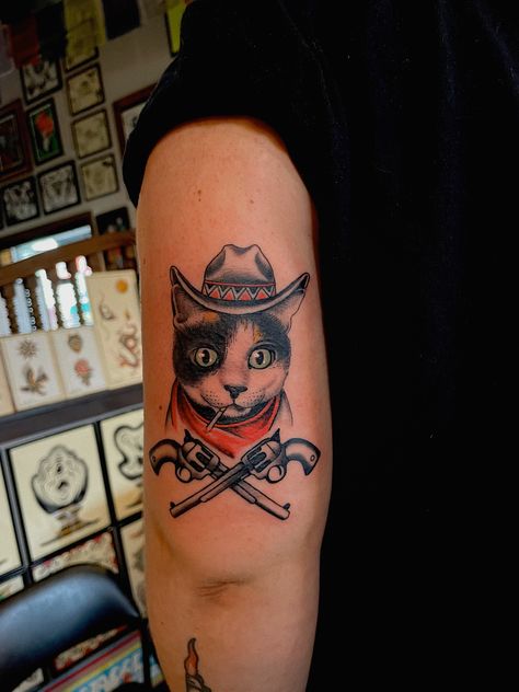 Traditional Raccoon Tattoo, Traditional Dog Portrait Tattoo, Cowboy Cat Tattoo, American Traditional Cat Tattoo, Mustache Tattoo, Cat Portrait Tattoos, Dog Portrait Tattoo, Raccoon Tattoo, Tattoo Old School