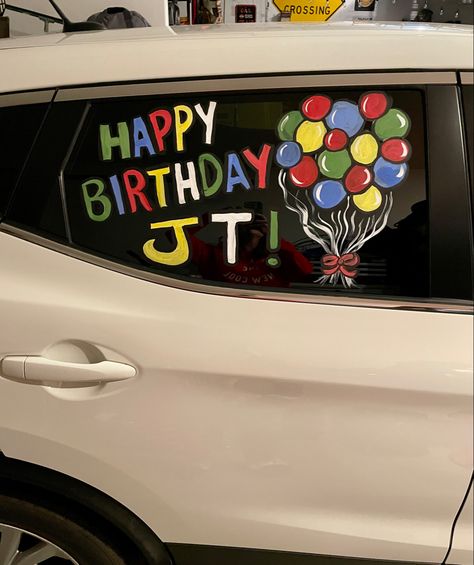 Car Window Paint Ideas, Window Paint Ideas, Car Window Paint, Decorating Car, Window Paint, Window Art, Window Painting, Paint Ideas, 16th Birthday