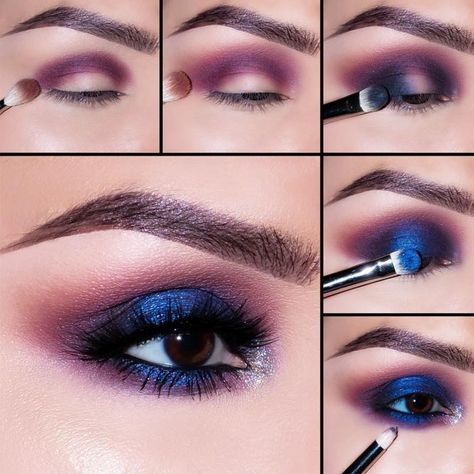 Blue Eyeshadow For Brown Eyes, Eyeshadow Brown, Applying Eyeshadow, Blue Eyeshadow Looks, Wedding Makeup For Brown Eyes, Cute Eyeshadow Looks, Eyeshadow For Brown Eyes, Blending Eyeshadow, Eye Makeup Pictures