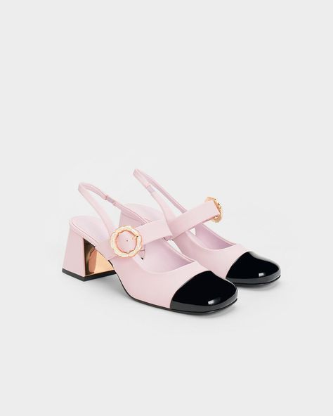 Charles And Keith Shoes, Charles And Keith, Pastel Lilac, Size Chart For Kids, Faux Leather Heels, Charles Keith, Slingback Pump, Belt Size, Mary Janes