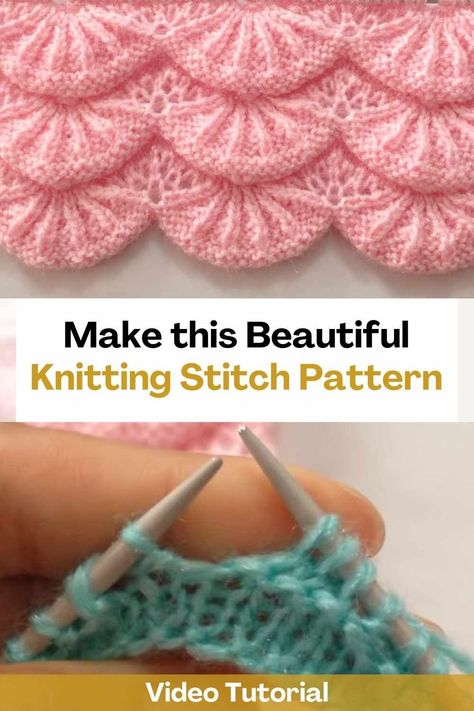 Make this beautiful knitting stitch pattern! With this incredible video tutorial, you can learn to knit this beautiful knitting pattern. It is super easy to do and the creator of this video will teach you how to do it step by step so that the result of your fabric is perfect.This stitch would be amazing for you to start a new knitting project, it would look amazing on a sweater! Seashell Knitting Stitch, Easy Textured Knitting Stitches, Seashell Knitting Pattern, Unique Knitting Stitches, Knit Stitch Patterns Texture, Textured Knitting, Knitting Things, Knitting Videos Tutorials, Yarn Patterns