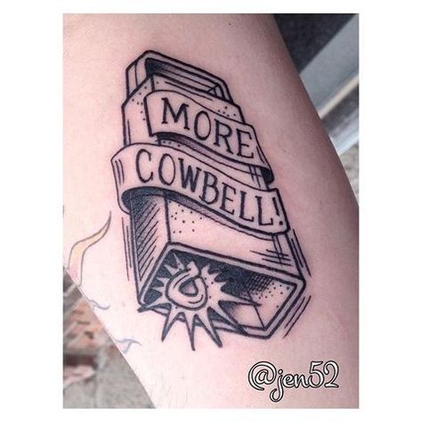 Blink Tattoo, Blink 182 Tattoo, Belle Tattoo, More Cowbell, Leg Tattoo, Line Art Tattoos, Cow Bell, Half Sleeve Tattoo, Blink 182