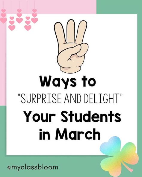 Solid Classroom Management ⭐️Engagement ⭐️Relationships on Instagram: "Surprise and delight! It’s here for March! Which idea will you try out? Have a different idea…drop it in the comments! Tag a teacher who would love this idea ☘️" Surprise And Delight Ideas Classroom, Surprise Ideas, Parent Gifts, Classroom Management, You Tried, St Patricks Day, Love This, Parenting, Christmas