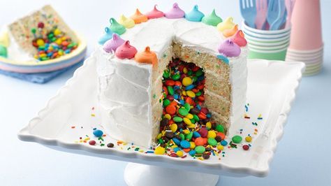 Rainbow Surprise Inside Cake Surprise Inside Cake, Inside Cake, Surprise Cake, Gender Reveal Cake, White Cake Mixes, Vanilla Frosting, Round Cake Pans, Betty Crocker, Box Cake