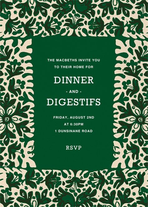 Simbad | Send online instantly | RSVP tracking Tropical Garden Party, Rustic Dinner, Christmas Marketing, Pop Art Patterns, Online Party Invitations, Invite Design, Stationery Ideas, Dinner Party Invitations, Paperless Post