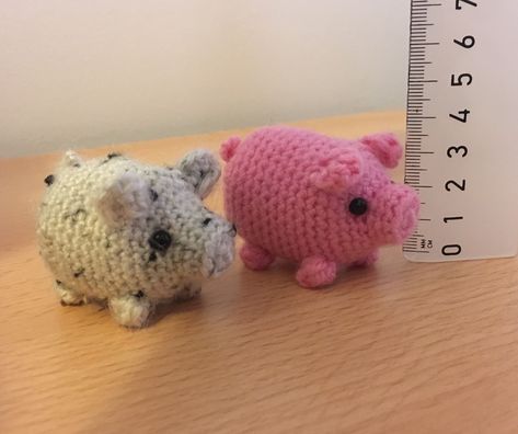 Mini Pig  by Amy Skinner Tiny Pigs, Crochet Farm Animals, Crocheted Animals, Crochet Toys Free Patterns, Mini Amigurumi, Crochet Pig, Mini Pigs, Crochet Keychain Pattern, Crochet Animals Free Patterns