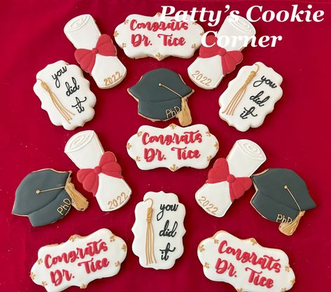 #phdcookies #decoratedcookes #graduationcookies #diplomacookies #pattyscookiecorner Phd Cookies, Phd Party, Doctor Of Education, Cookie Corner, Phd Graduation, Graduation Cookies, Travel Theme, Cookies Decorated, Cookie Designs