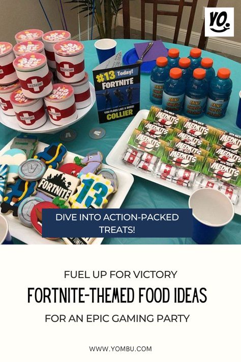 :pizza::cup_with_straw::birthday: Fuel Up for Victory: Fortnite-Themed Food Ideas for an Epic Gaming Party! Shield Potion, Cozy Lounge Pizza & More! :popcorn::video_game::balloon: Dive into Action-Packed Treats! #FortniteParty #GamingSnacks #EpicFoodAdventure #KidsPartyIdeas #partyideas #birthday #inspiration #kidsparty #yombu Gaming Food Ideas, Gaming Party Food Ideas, Fortnite Snacks Ideas, Fortnite Themed Food, Fortnite Birthday Party Food, Gaming Party Food, Fortnite Food Ideas, Fortnite Birthday Party Games, Fortnite Food Ideas Party