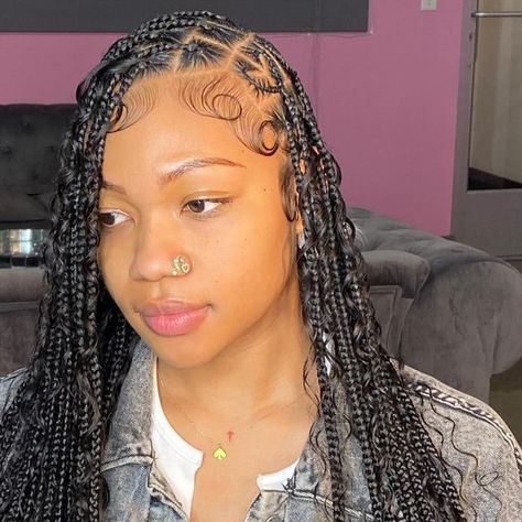 TYDIDMYHAIR 💗| RVA/PA BRAIDER on Instagram: "Medium human boho knotless braids + peekaboo hearts + butt length 💗💗 • • • __________________________________ #bohobraids #bohoknotlessbraids #bohemianknotlessbraids #knotlessbraids #braids #braidstyles #rvabraids #rvabraider #rvaknotlessbraids #stitchbraids #rvastitchbraids #dmvbraids #dmvknotlessbraids #dmvstitchbraids #804braids #757braids #pabraider" Heart On The Side With Knotless Braids, Boho Knotless With Heart, Goddess Braids With Heart On The Side, Heart Boho Braids, Boho Braids With Heart On The Side, Boho Knotless Braids With Heart, Knotless Braids With Heart On The Side, Knotless Heart Braids, Boho Peekaboo Braids