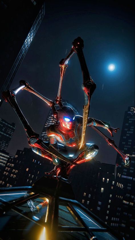 Spider Armor, Iron Spider Suit, Marvel Phone Wallpaper, Parker Spiderman, Peter Parker Spiderman, Spiderman Suits, Iron Spider, Spiderman Artwork, Marvel Images