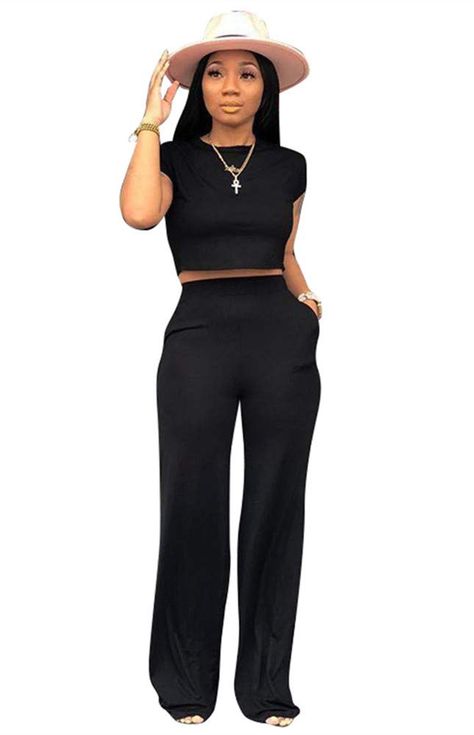 PRICES MAY VARY. Material: Knitted Fabric. Flexible，Soft, Lightweight and Comfortable to Wear in everyday. Feature: Solid color, Short Sleeve 2 Piece Set, Crop Top, High Waist, Loose fit, Wide leg, Tie with pockets, Two Piece Tracksuit. Occasion: Suitable for Casual, Workout, Party, Club, Night Out, Cocktail, Date, Summer, Soft and Comfy to Wear, Show Your Best Curve Notice: Please Read SIZE CHART Carefully on Picture before you Order.Suggest Get One Size Up!!! Size: Please pay attention to the Bandage Crop Top, Summer Soft, Girls Crop Tops, Bodycon Jumpsuit, Two Piece Pants Set, Clubwear Dresses, Lace Dress Long, Plus Size Jumpsuit, Crop Top Shirts