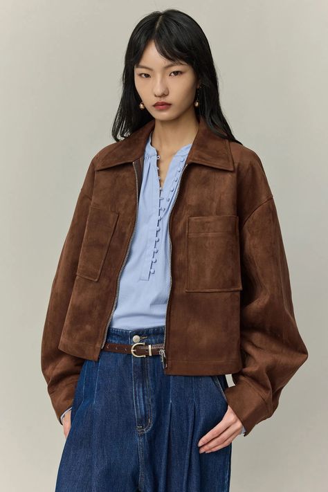 Jackets – fbrq.com Suede Jacket Outfit 2024, Oversized Jacket Outfit, Swedish Dress, Suede Jacket Outfit, Suede Jacket Women, Zara Fall, College Jackets, Tailored Skirt, Oversized Sleeves