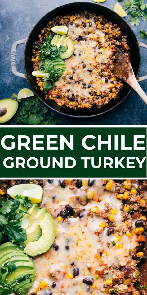 Seasoned Ground Turkey, Ground Turkey Enchiladas, Roasted Green Chili, Green Chili Enchiladas, Ground Turkey Stuffed Peppers, Ground Turkey Chili, Green Chile Enchiladas, Healthy Turkey Recipes, Turkey Enchiladas