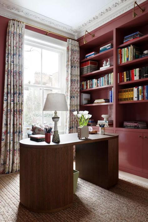 Take A Tour Of This Clever, Colourful Home | SheerLuxe Office With Bay Window, Studio Peake, Chelsea Townhouse, Cosy Room, Deco Luminaire, Single Bedroom, London Apartment, Style Deco, Modern Home Office