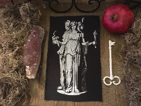 Hekate Hecate patch. Dark Moon Goddess. Pagan, Witchcraft. Maiden, Mother, Crown. Thorn & Moon. Hekate Epithets, Mother Hekate, Dark Moon Goddess, Lady Hekate, Dianic Witchcraft, Witchy Cottage, Solar Return, Houston Heights, Witch Shop