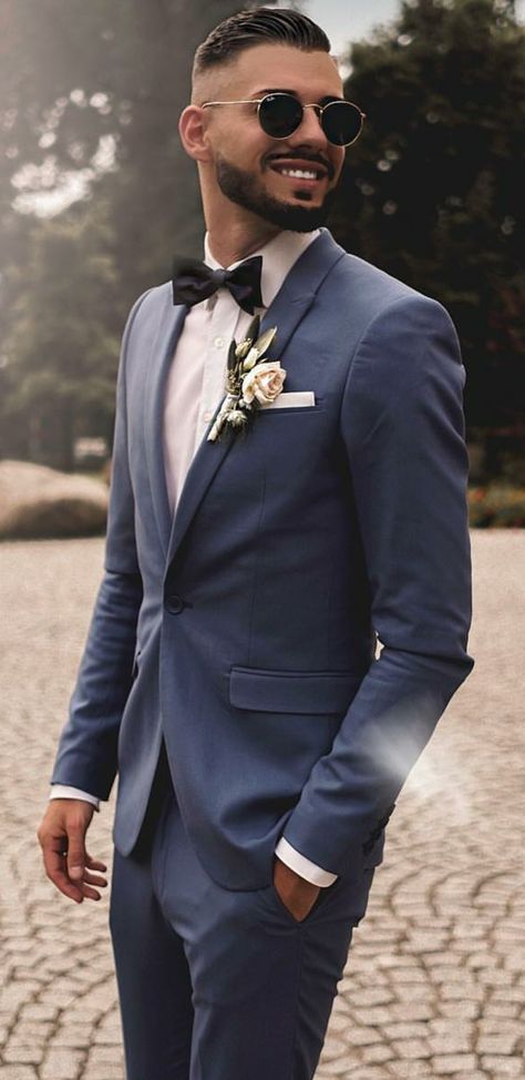 Groom Suits For Wedding Blue, Dusty Blue Suit Groom, Best Groom Suits, Blue Wedding Suit Groom, Blue Tuxedo Wedding, Wedding Suits Men Blue, Navy Groom, Summer Wedding Suits, Best Wedding Suits