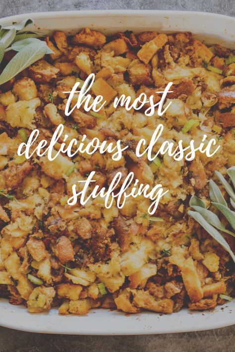 Stuffing With Store Bought Bread Cubes, Stuffing With Eggs, Baked Stove Top Stuffing Recipes, Crouton Stuffing Recipe, Boxed Stuffing Recipes Ideas, Stuffing With Chicken, Turkey Dressing Recipes, Easy Stuffing Recipe Thanksgiving, Stuffing For Chicken