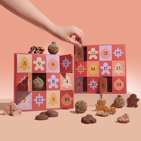 Advent Calendar Photography, Advent Calendar Graphic Design, Advent Calendar Chocolate, Calender Packaging, Chocolate Calendar, Chocolate Goodies, Calendar Graphic, Advent Calendar Boxes, Count Down To Christmas