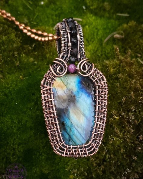 If you love wearing black everything goth style, this Labradorite coffin necklace wrapped in copper wire with accents of red tourmaline and black spinel along the bail will just pop! ⚡⚰️👀 . October is officially Halloween every day! So get ready for the wave of Halloween inspired pendants coming you way. . This labradorite pendant is available now on EssentialChiJewelry.com along with many other gorgeous wire wrapped necklaces. . Tell me, would you wear this everyday or just for Halloween? 👻🎃... Coffin Necklace, Witchy Style, Scorpio And Capricorn, Libra And Taurus, Red Tourmaline, Psychic Protection, Goth Style, Witchy Fashion, Wrapped Necklace