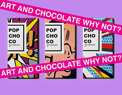 POP CHOCO- Pop art Chocolate packaging Pop Art Packaging Design, Pop Art Logo Design, Pop Art Branding, Pop Art Packaging, Creative Chocolate Packaging, Art Deco Font Free, Bold Packaging, Creative Chocolate, Pop Art Food