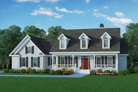 Plan #929-224 - Houseplans.com Wide Front Porch, Home Exteriors, Rustic Traditional, Country Style House Plans, Garden Tub, Country House Plan, Country House Plans, Traditional Home, Country Design