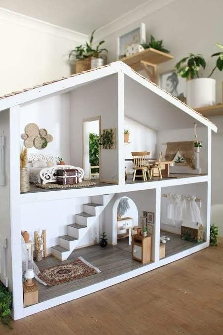 Dolls House Handmade, Foldable Doll House Diy, Toy Doll House, Diy Doll House Furniture Easy Wood, Homemade Wooden Doll House, Free Dollhouse Plans, Wood Barbie House, Diy Large Dollhouse, Barbie House Ideas Homemade