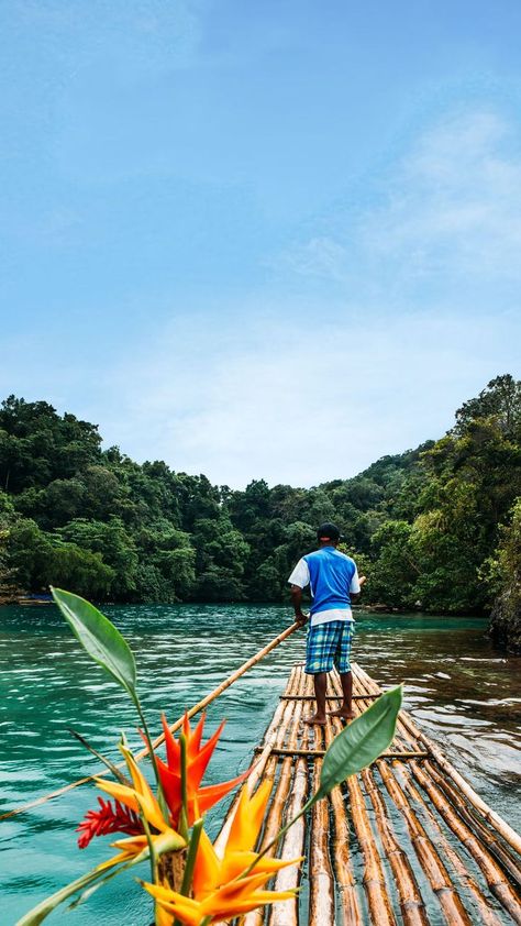 Just outside Montego Bay, Jamaica, is the Martha Brae River, where guides take you on long bamboo rafts. If you are interested in Jamaican culture and history, ask them a few questions. They will be happy to answer you, while you enjoy your tour in complete peace of mind. Jamaica Culture, Jamaican Vacation, Ocho Rios Jamaica, Jamaican Culture, Montego Bay Jamaica, Jamaica Vacation, Jamaica Travel, Ocho Rios, Porto Rico