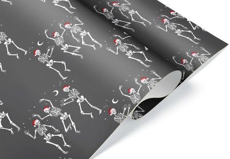 Classroom Gift Exchange, Skeleton Gifts, Skeleton Christmas, Dog Themed Parties, Shirt Box, Black Wrapping Paper, Goth Christmas, Wrapping Paper Crafts, Aesthetic Party