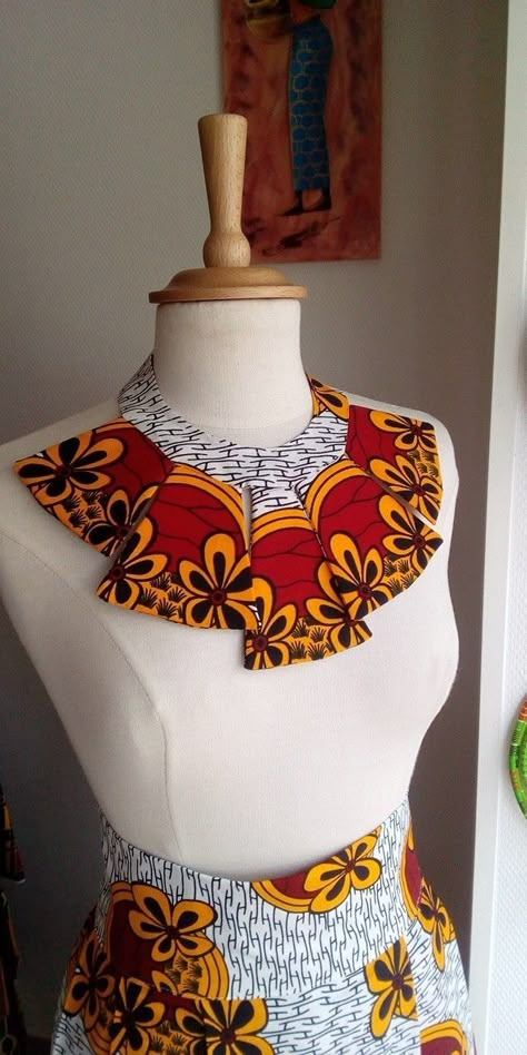 Ankara Accessories, African Accessories, Combination Fashion, Afrikaanse Mode, African Wedding Dress, African Fashion Ankara, African Necklace, African Ankara, Fabric Necklace